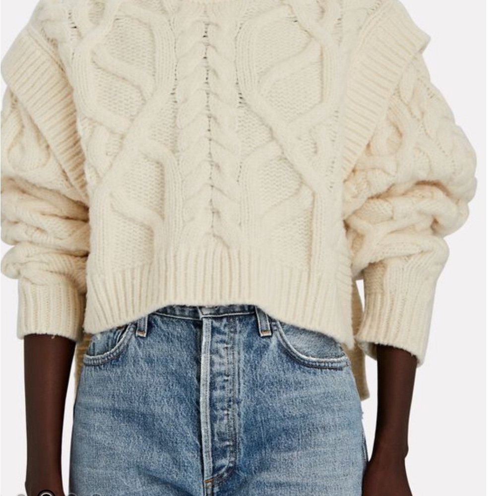 INTERMIX Ivory Cable Knit Turtleneck Sweater - Picture 2 of 5